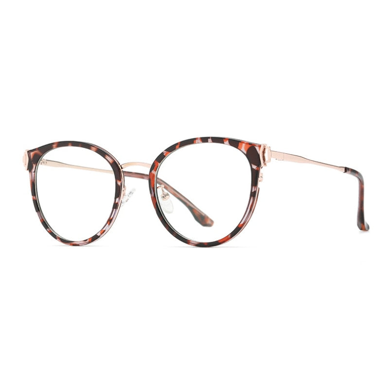 Hotony Women's Full Rim Round Cat Eye Acetate Alloy Eyeglasses Tj879 Full Rim Hotony MUTLI