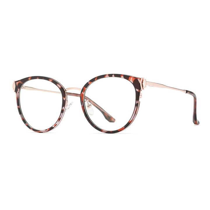 Hotony Women's Full Rim Round Cat Eye Acetate Alloy Eyeglasses Tj879 Full Rim Hotony MUTLI