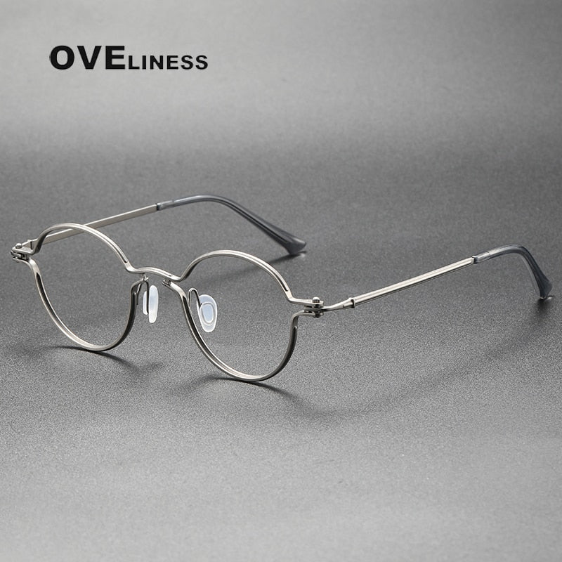 Oveliness Unisex Full Rim Round Titanium Eyeglasses 5895 Full Rim Oveliness gun