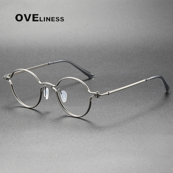 Oveliness Unisex Full Rim Round Titanium Eyeglasses 5895 Full Rim Oveliness gun