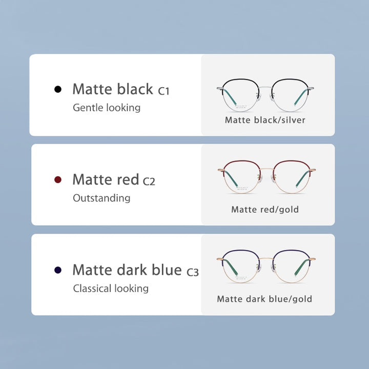 Reven Jate Unisex Full Rim Round Acetate Titanium Frame Eyeglasses YJ2039 Full Rim Reven Jate