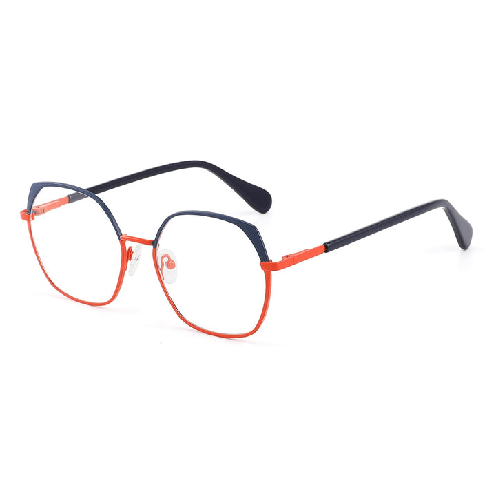 Laoyehui Women's Full Rim Polygon Cat Eye Alloy Reading Glasses Anti-Blue Light Gl9210 Reading Glasses Laoyehui 0 Blue Orange