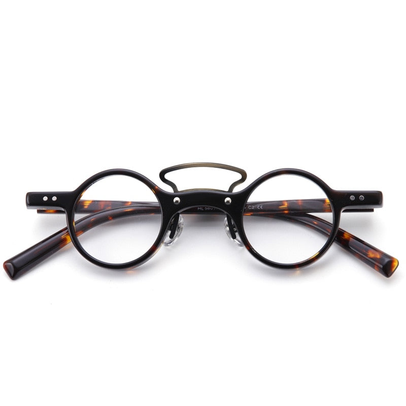 Muzz Unisex Full Rim Small Round Acetate Double Bridge Hand Crafted Frame Eyeglasses 56011 Full Rim Muzz 3