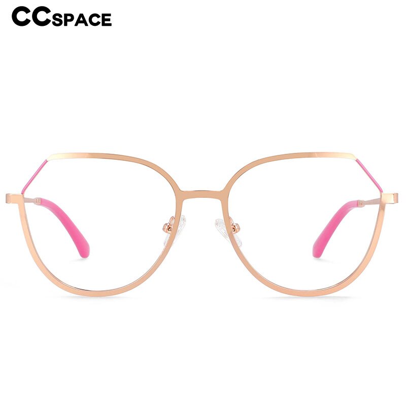 CCspace Unisex Full Rim Round Cat Eye Alloy Frame Eyeglasses 54178 Full Rim CCspace
