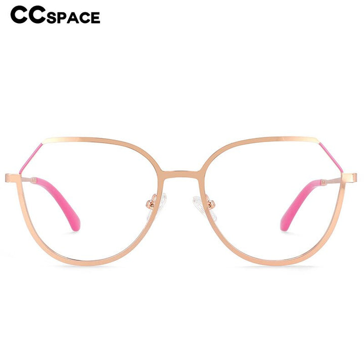 CCspace Unisex Full Rim Round Cat Eye Alloy Frame Eyeglasses 54178 Full Rim CCspace