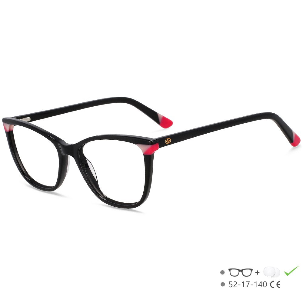 CCspace Unisex Full Rim Small Square Acetate Eyeglasses 55566 Full Rim CCspace PinkRed China