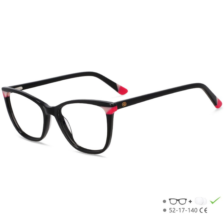 CCspace Unisex Full Rim Small Square Acetate Eyeglasses 55566 Full Rim CCspace PinkRed China