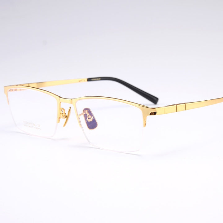 Bclear Men's Semi Rim Square Titanium Eyeglasses My91075 Semi Rim Bclear