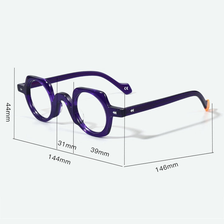 Gatenac Unisex Full Rim Small Round Square Acetate Eyeglasses Gxyj947 Full Rim Gatenac