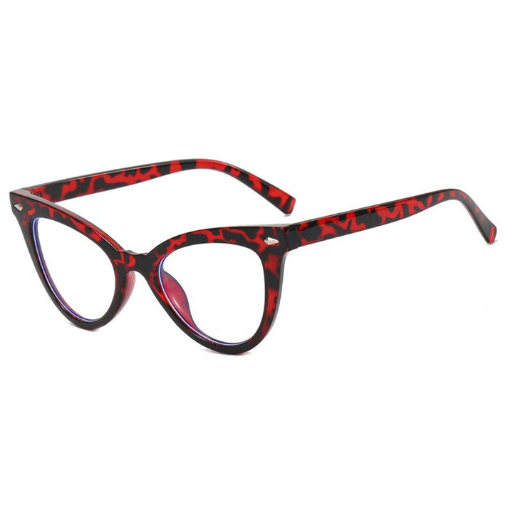 CCspace Women's Full Rim Square Cat Eye Acetate Eyeglasses 55584 Full Rim CCspace Red China