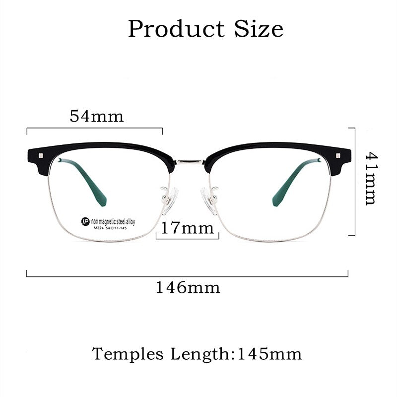Yimaruili Men's Full Rim Square Acetate Alloy Eyeglasses M224 Full Rim Yimaruili Eyeglasses