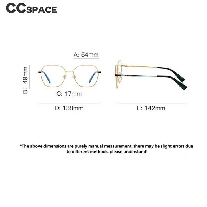 CCspace Women's Full Rim Polygon Square Stainless Steel Eyeglasses 54712 Full Rim CCspace