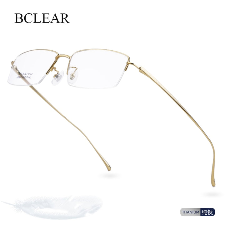 Bclear Men's Semi Rim Square Titanium Eyeglasses Lb7836 Semi Rim Bclear
