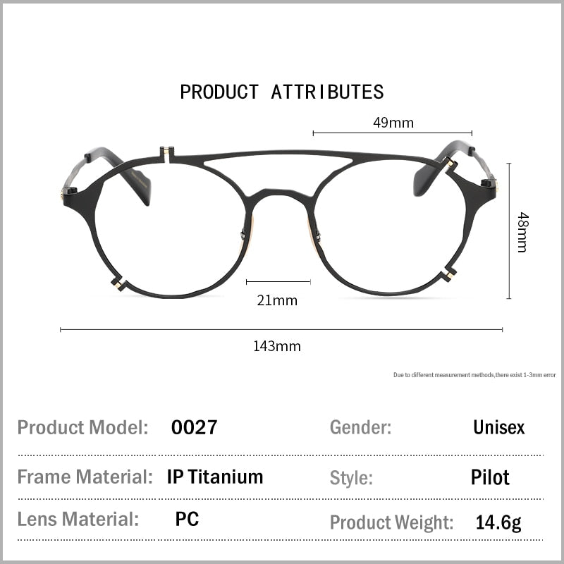 Muzz Unisex Full Rim Oval Double Bridge Titanium Eyeglasses 0027 Full Rim Muzz
