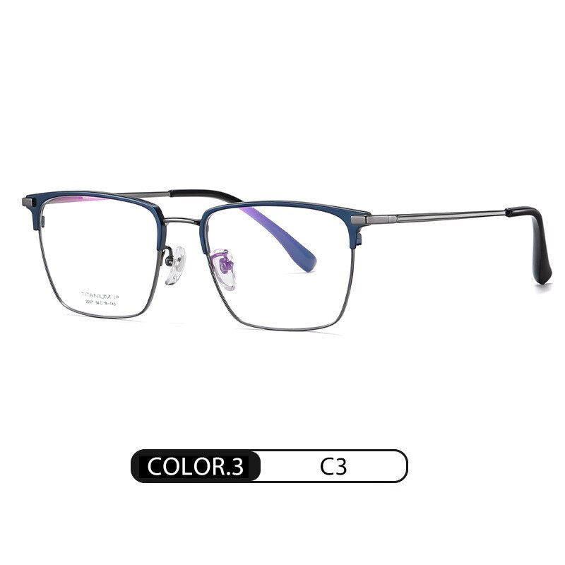 Hotochki Men's Full Rim Square Titanium Frame Eyeglasses Yj2037 Full Rim Hotochki C3