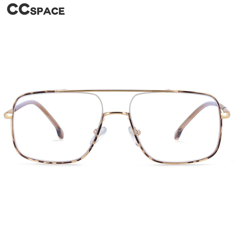 CCspace Unisex Full Rim Square Alloy Double Bridge Frame Eyeglasses 54240 Full Rim CCspace