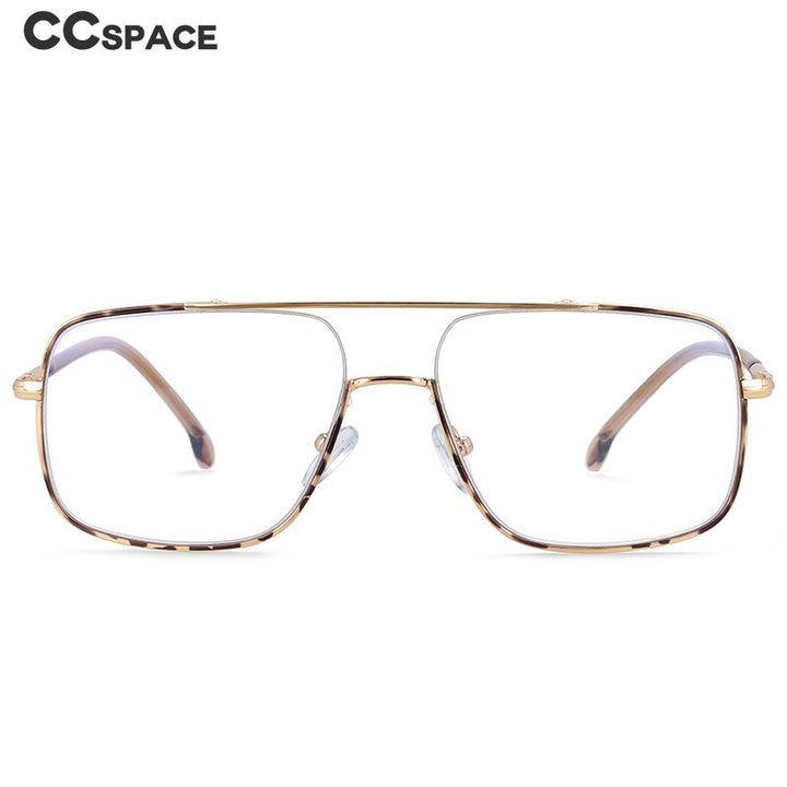 CCspace Unisex Full Rim Square Alloy Double Bridge Frame Eyeglasses 54240 Full Rim CCspace