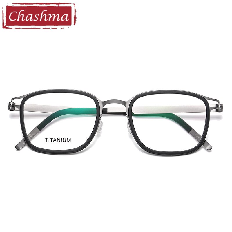 Chashma Ottica Unisex Full Rim Square Acetate Titanium Eyeglasses 9912 Full Rim Chashma Ottica