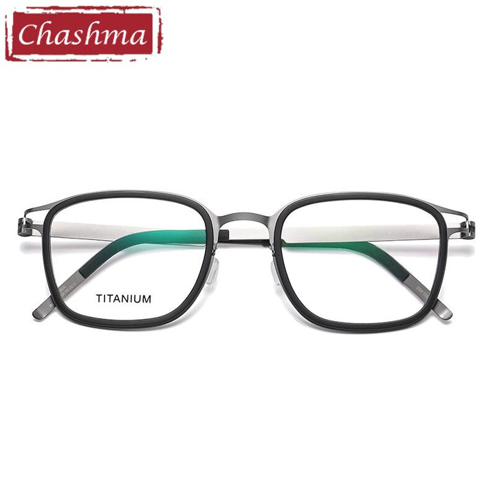 Chashma Ottica Unisex Full Rim Square Acetate Titanium Eyeglasses 9912 Full Rim Chashma Ottica