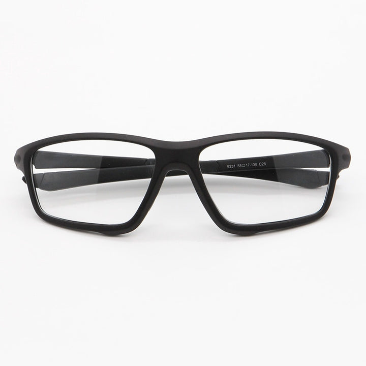 Bclear Unisex Full Rim Irregular Square Tr 90 Titanium Sport Eyeglasses 9231 Full Rim Bclear Matte black