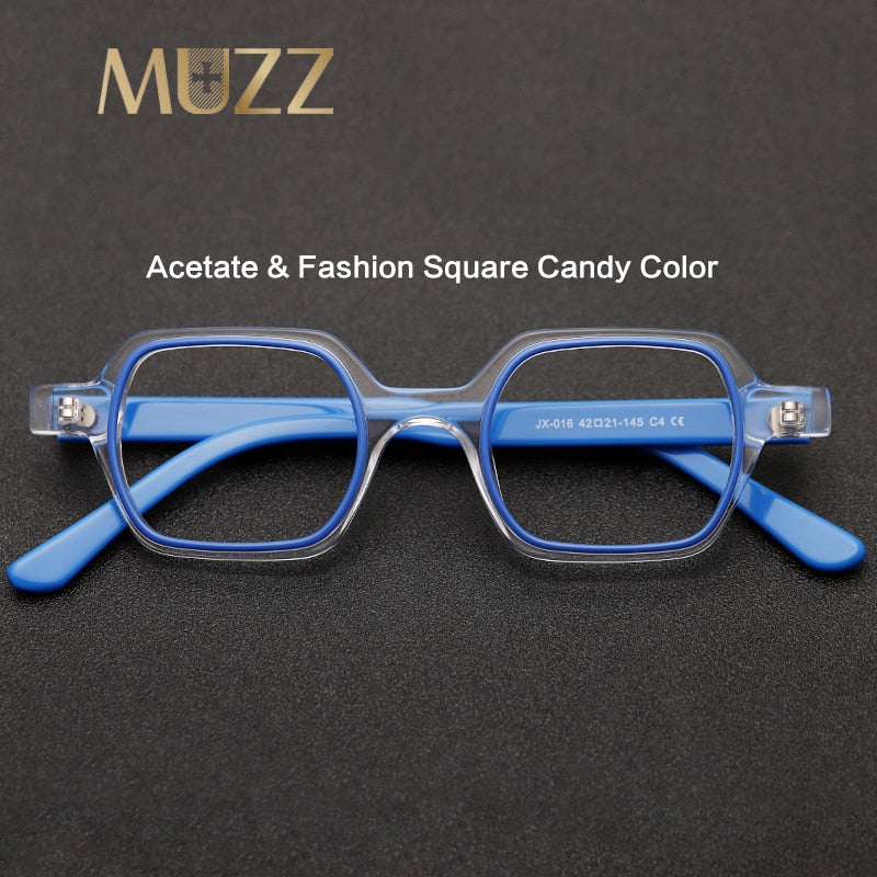 Muzz Unisex Full Rim Flat Top Round Acetate Eyeglasses 016 Full Rim Muzz
