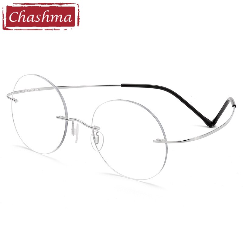 Chashma Unisex Rimless Round 2g Titanium Eyeglasses 6074 Customizable Lens Shape Rimless Chashma