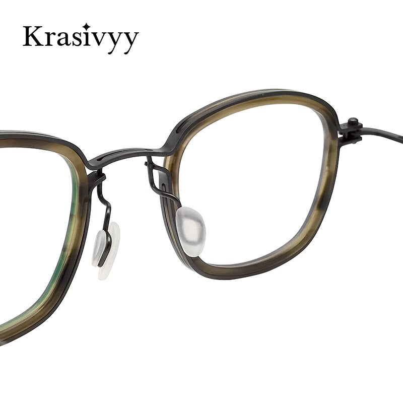 Krasivyy Men's Full Rim Square Titanium Acetate Eyeglasses Rlt5863 Full Rim Krasivyy
