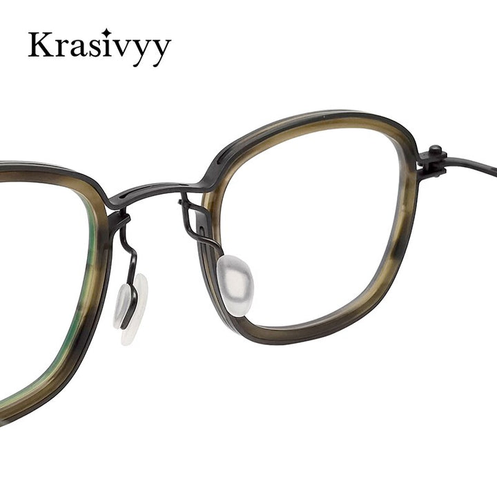 Krasivyy Men's Full Rim Square Titanium Acetate Eyeglasses Rlt5863 Full Rim Krasivyy