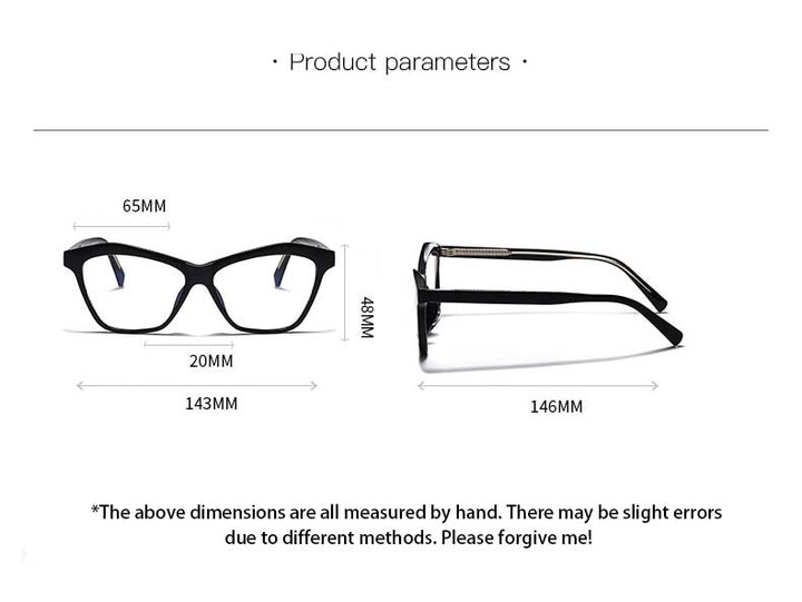 CCspace Women's Full Rim Square Cat Eye Acetate Eyeglasses 55061 Full Rim CCspace