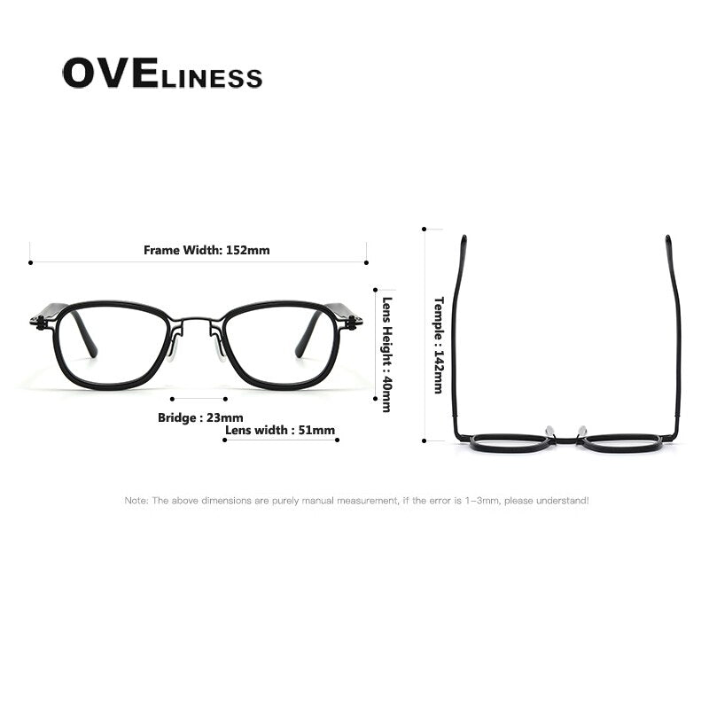 Oveliness Unisex Full Rim Round Square Acetate Titanium Eyeglasses 5861 Full Rim Oveliness