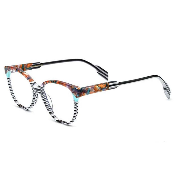CCspace Unisex Full Rim Square Cat Eye Acetate Eyeglasses 53152 Full Rim CCspace Stripe China