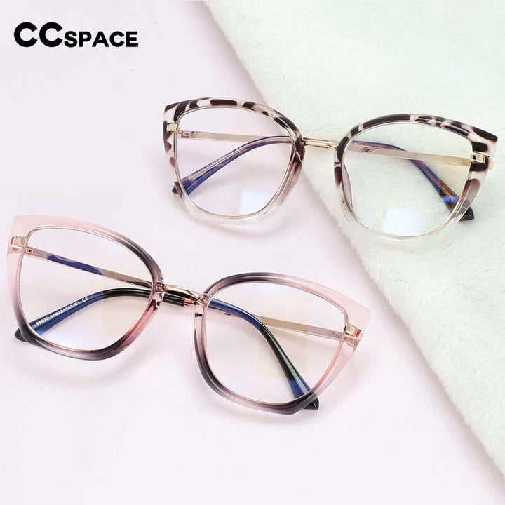 CCspace Unisex Full Rim Square Cat Eye Tr 90 Titanium Frame Eyeglasses 54238 Full Rim CCspace