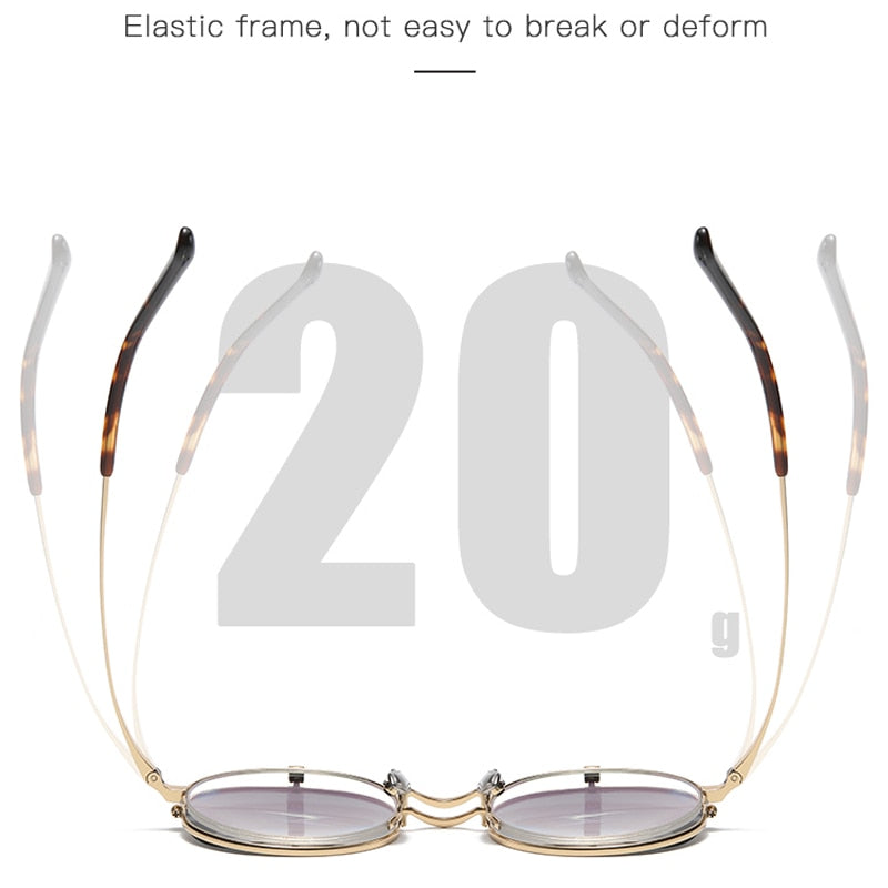 Muzz Unisex Semi Rim Round Titanium Eyeglasses Flip Up Polarized Sunglasses 54 Semi Rim Muzz