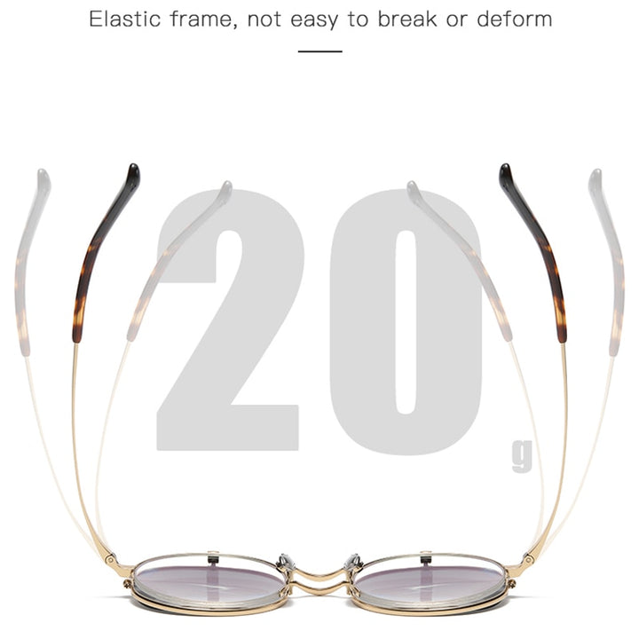 Muzz Unisex Semi Rim Round Titanium Eyeglasses Flip Up Polarized Sunglasses 54 Semi Rim Muzz