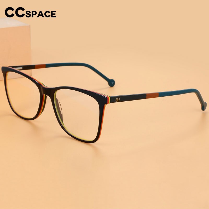 CCspace Unisex Full Rim Square Acetate Eyeglasses 55565 Full Rim CCspace