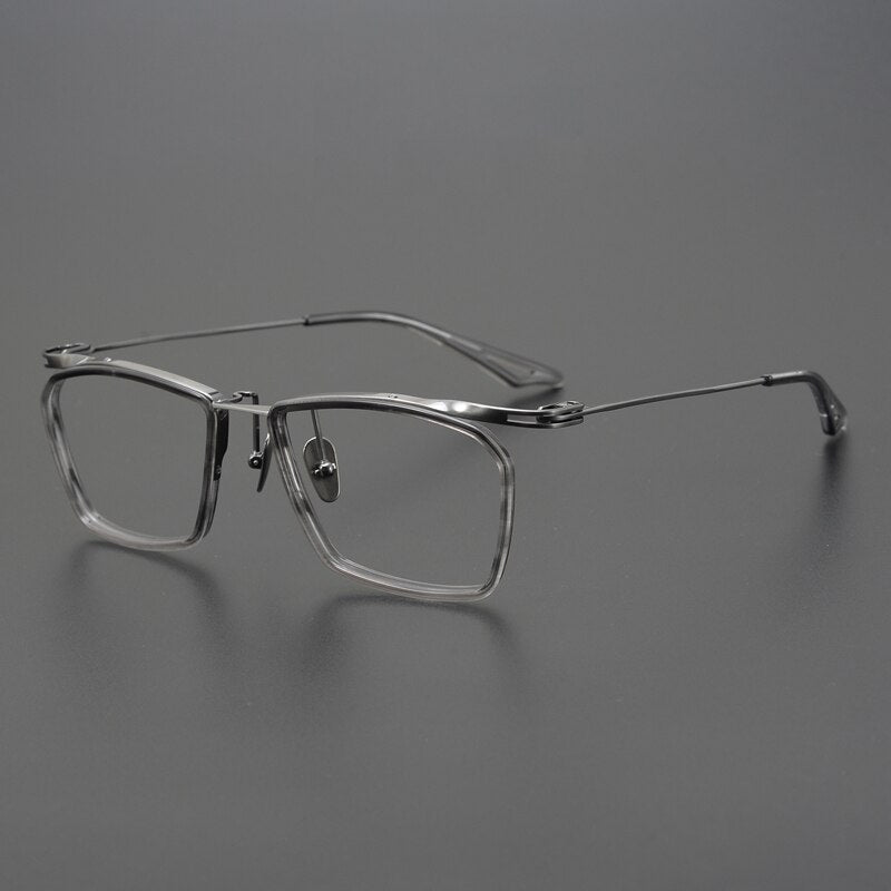 Gatenac Unisex Full Rim Square Acetate Alloy Eyeglasses Gxyj902 Full Rim Gatenac