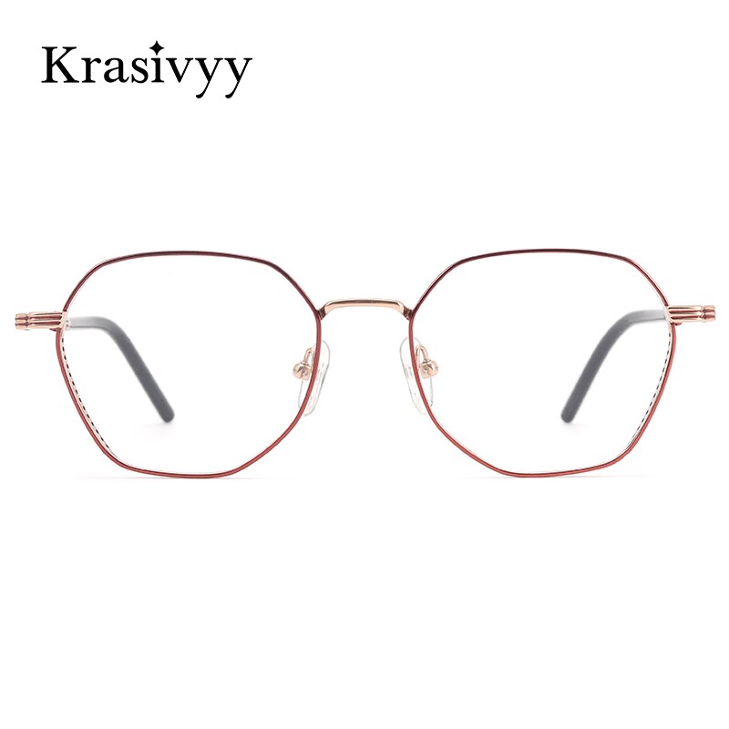 Krasivyy Women's Full Rim Polygon Titanium Eyeglasses Kr16024 Full Rim Krasivyy