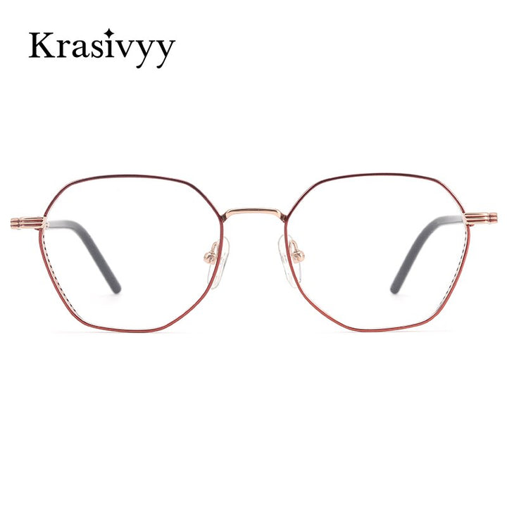 Krasivyy Women's Full Rim Polygon Titanium Eyeglasses Kr16024 Full Rim Krasivyy