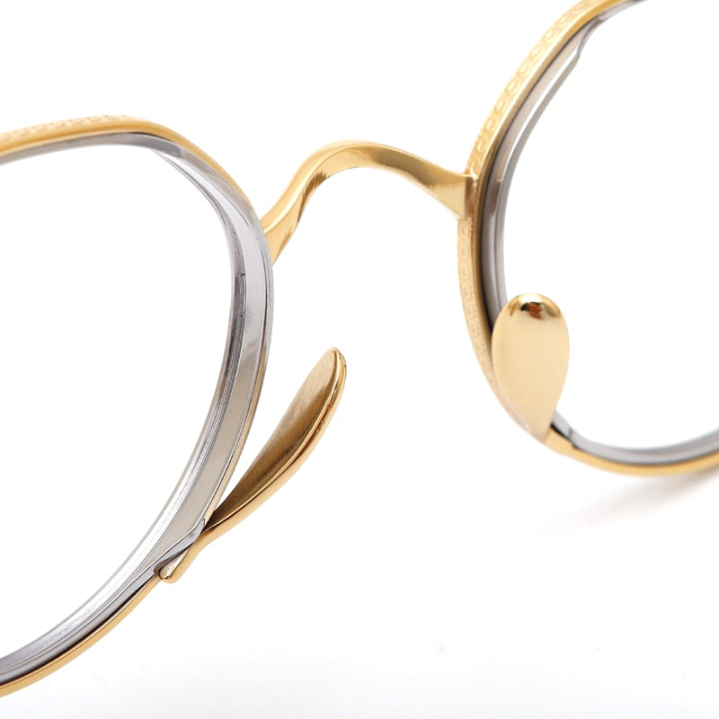 Muzz Unisex Full Rim Round Square Titanium Acetate Eyeglasses 1231 Full Rim Muzz