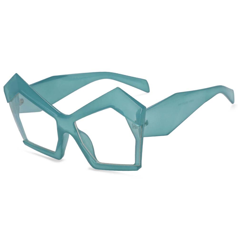 CCspace Women's Full Rim Oversized Polygonal Acetate Frame Eyeglasses 53877 Full Rim CCspace China Green