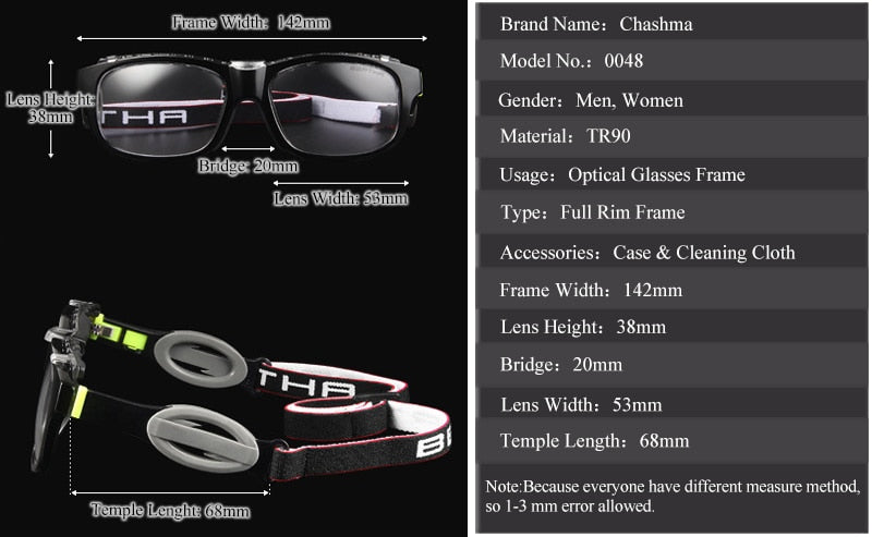 Chashma Ochki Unisex Full Rim Square Tr 90 Titanium Sport Eyeglasses 0048 Full Rim Chashma Ochki