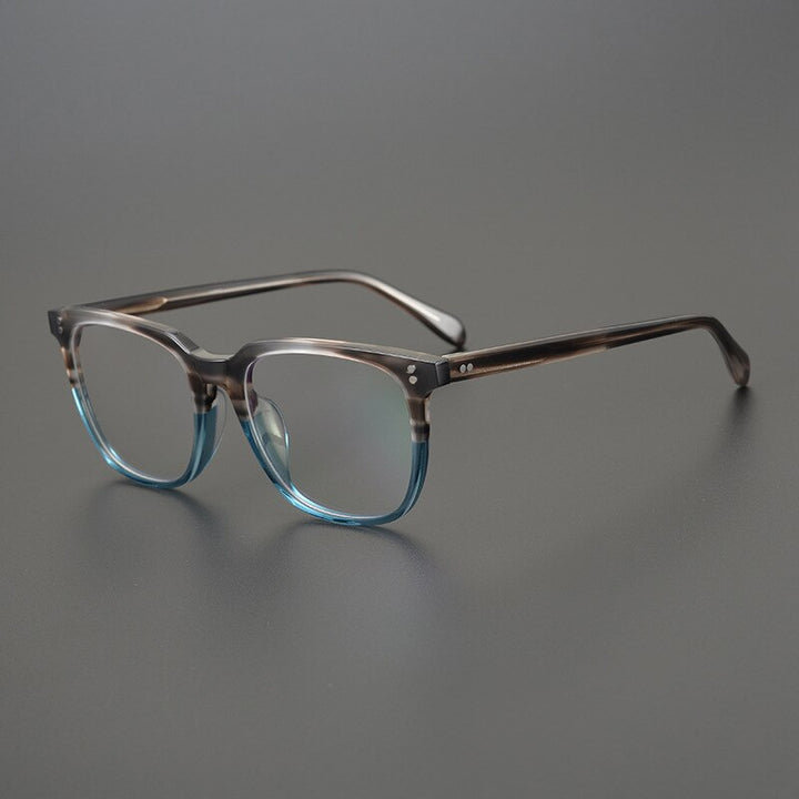Gatenac Unisex Full Rim Square Acetate Frame Eyeglasses Gxyj778 Full Rim Gatenac Blue