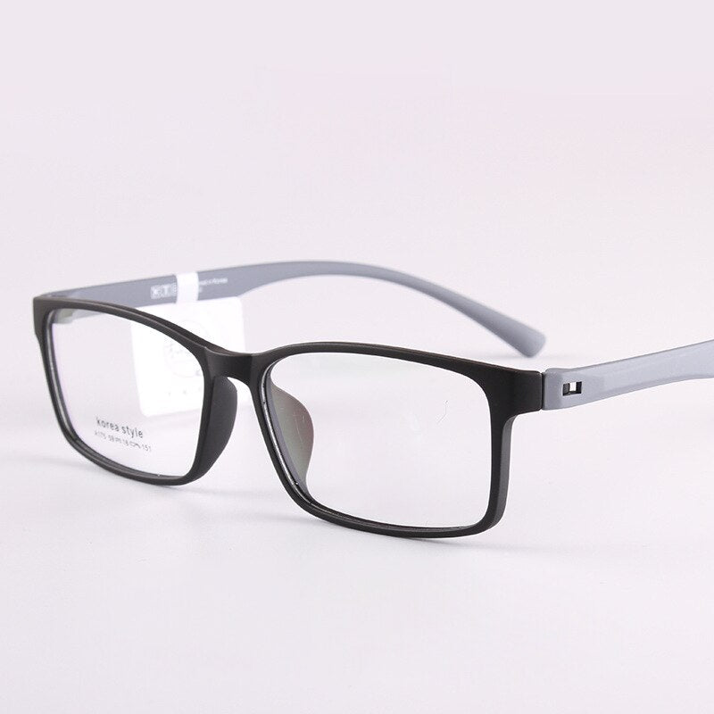 Cubojue Unisex Full Rim Oversized Tr 90 Titanium 155mm Myopic Reading Glasses Reading Glasses Cubojue no function lens 0 black grey