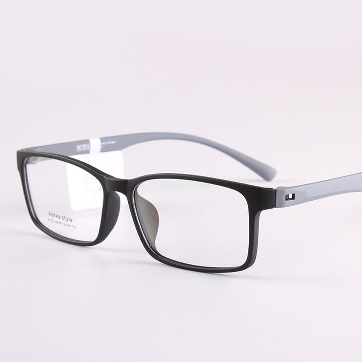 Cubojue Unisex Full Rim Oversized Tr 90 Titanium 155mm Myopic Reading Glasses Reading Glasses Cubojue no function lens 0 black grey