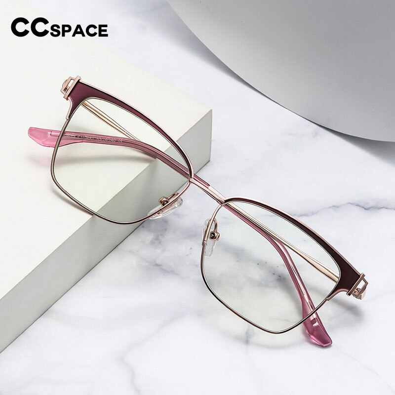 CCspace Women's Full Rim Square Acetate Alloy Eyeglasses 55605 Full Rim CCspace