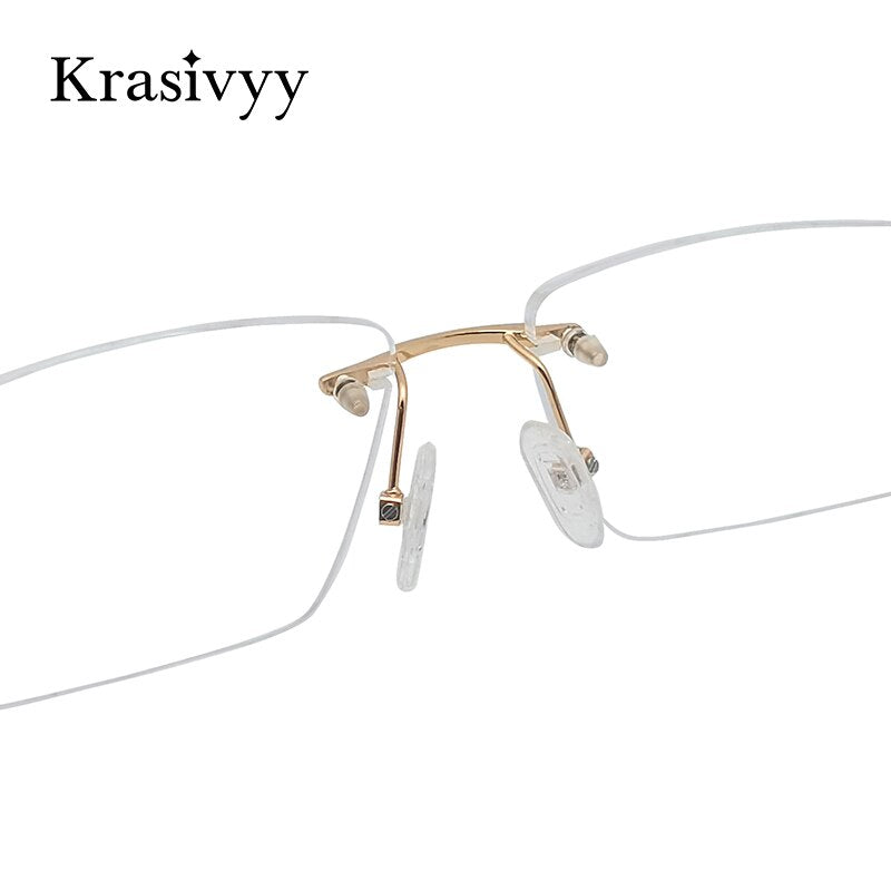 Krasivyy Unisex Rimless Square Titanium Eyeglasses Kr8661 Rimless Krasivyy