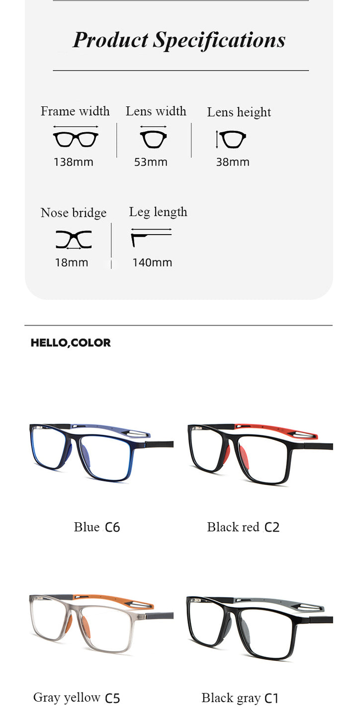 Bclear Unisex Full Rim Square Tr 90 Titanium Sport Eyeglasses Zm1019 Full Rim Bclear