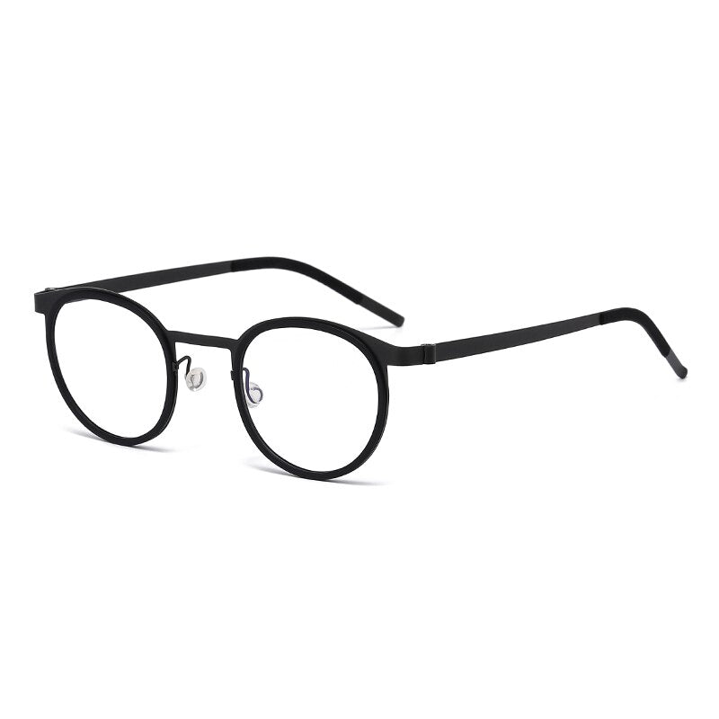 Zirosat Unisex Full Rim Round Titanium Acetate Eyeglasses 9704 Full Rim Zirosat black  