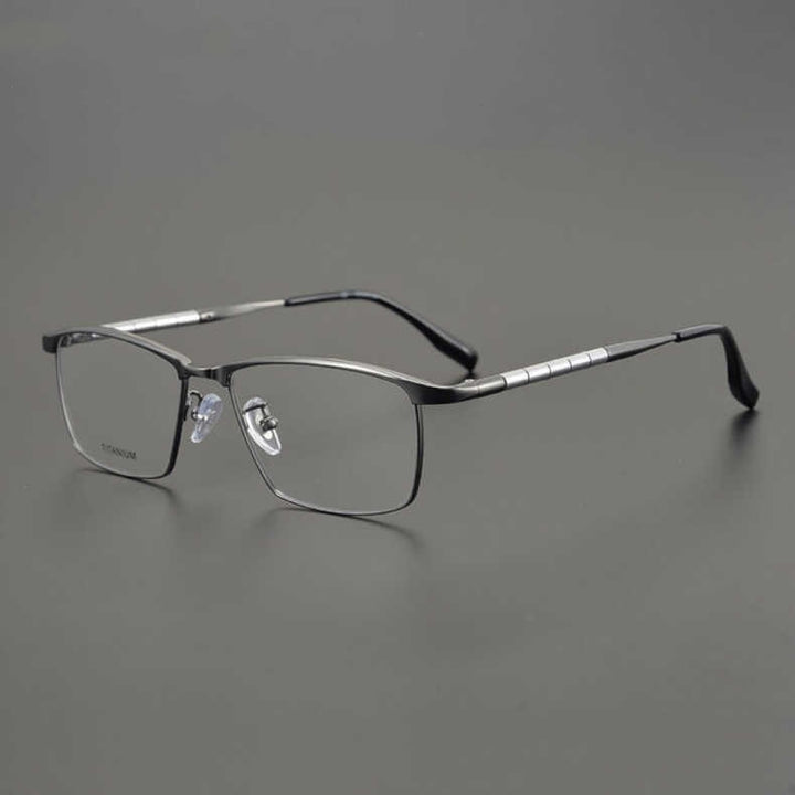 CCspace Unisex Full Rim Square Titanium Eyeglasses 53210 Full Rim CCspace Gun China