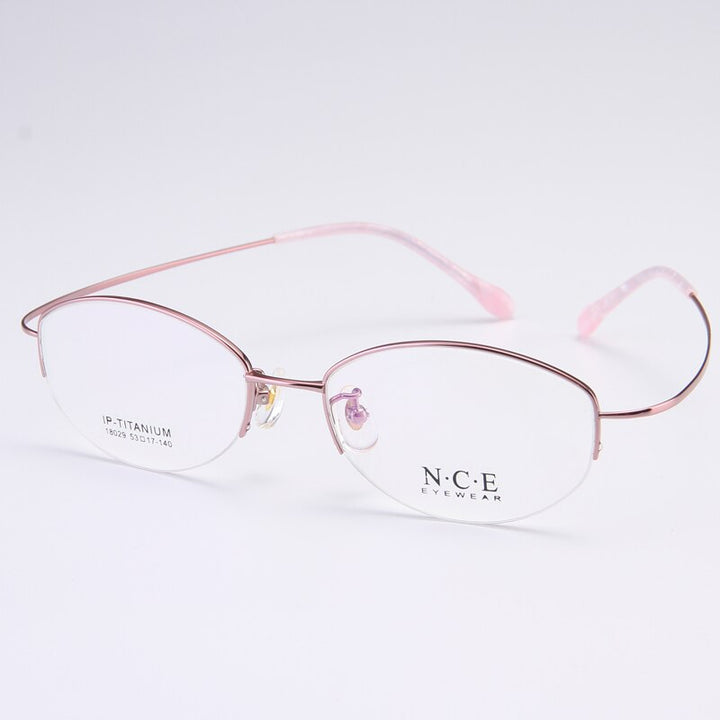 Bclear Women's Semi Rim Titanium Oval Eyeglasses Sc18029 Semi Rim Bclear
